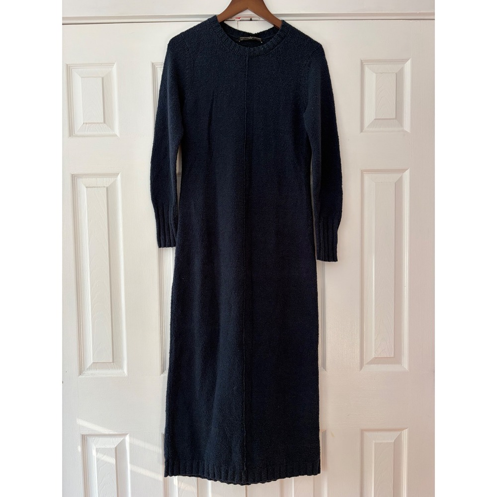 Peruvian Connection Lucca Dress Navy Pima Cotton Boucle Maxi Sweater Dress S - Picture 3 of 8